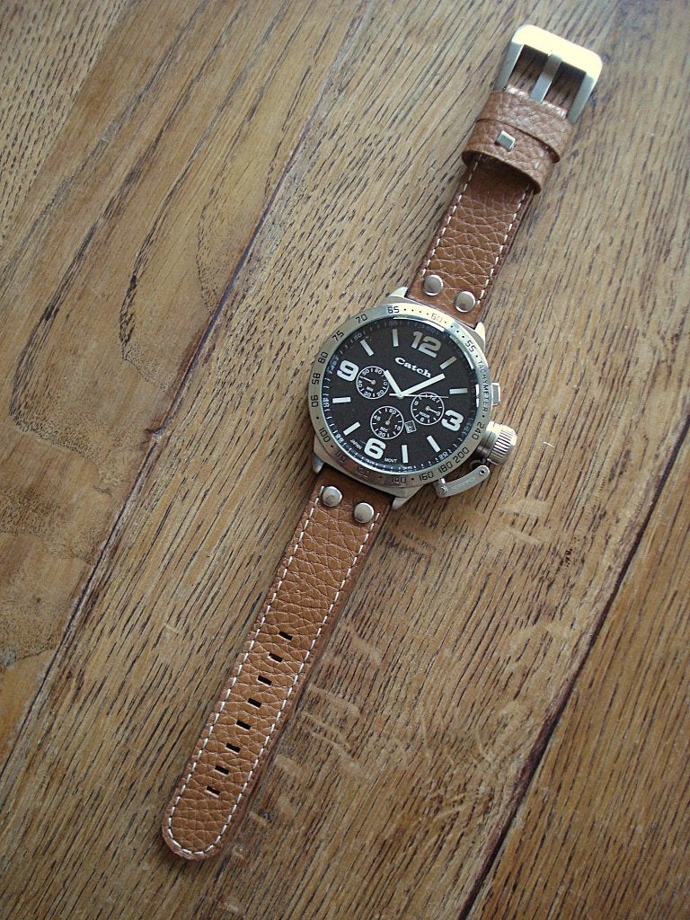Catch heren polshorloge - horloge, Overige merken, Leer, Staal, Polshorloge
