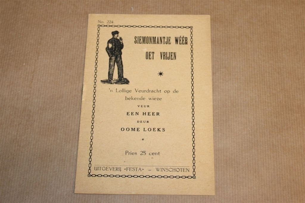 Siemonmantje Wéér Oet Vrijen — Gronings ca. 1943 Zeldzaam, Ophalen of Verzenden, Gelezen