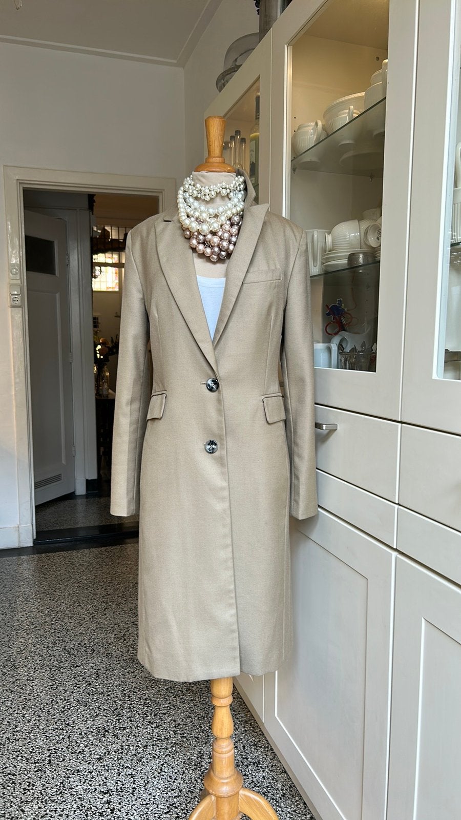 GIACOMO black label classy zomermantel mt S met WOL perf st, Ophalen of Verzenden, Zo goed als nieuw, Maat 36 (S), Beige