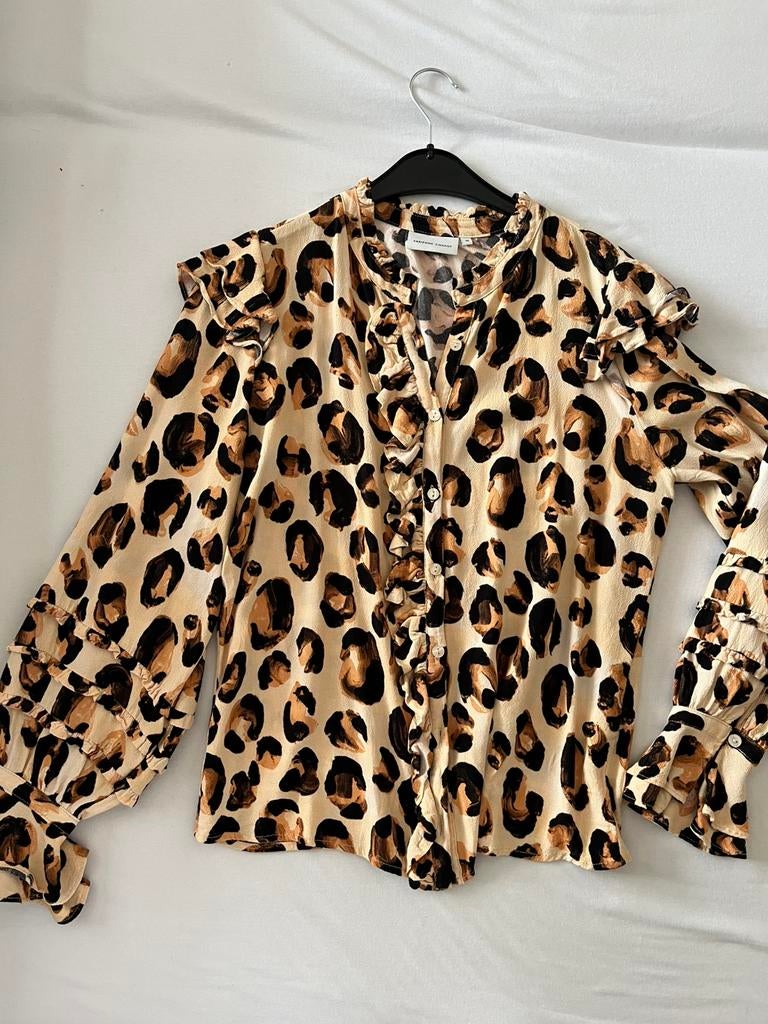 Fabienne Chapot 40 blouse Leo Frill luipaard print, Ophalen of Verzenden, Zo goed als nieuw, Maat 38/40 (M), Beige