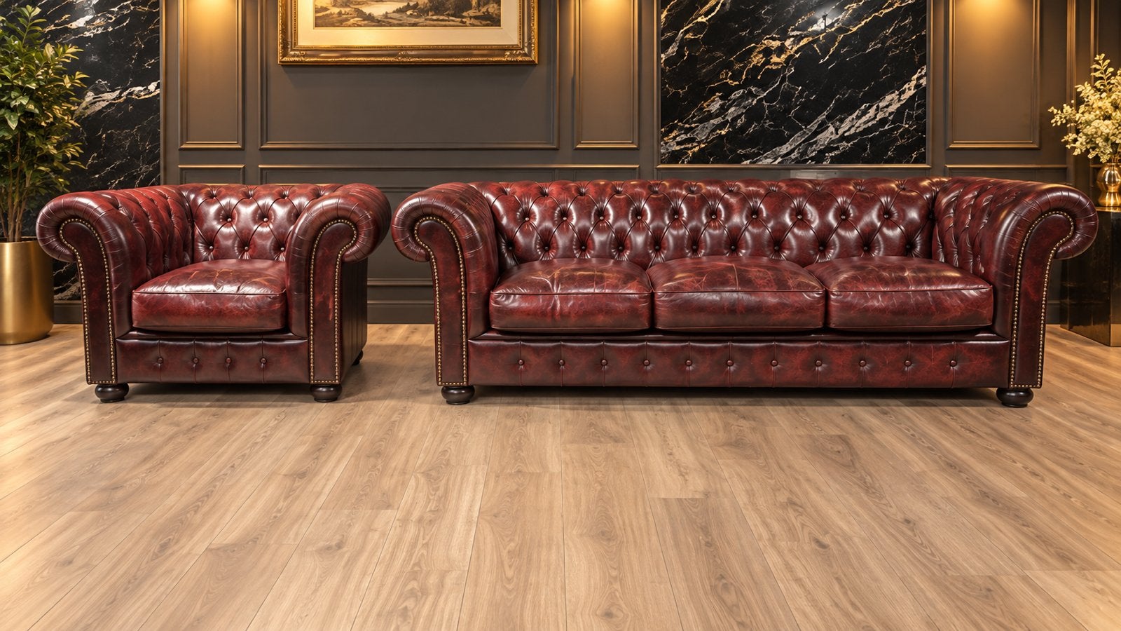 Orginele Chesterfield Lederen 3 Zits + 1 Fauteuil !!!, Ophalen of Verzenden, Zo goed als nieuw, 75 tot 100 cm