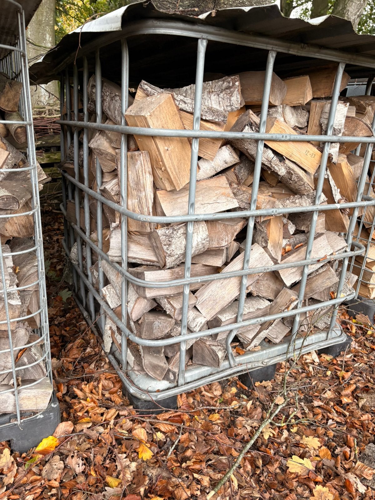 IBC krat gedroogd haardhout, Minder dan 3 m³, Ophalen, Berkenhout, Blokken