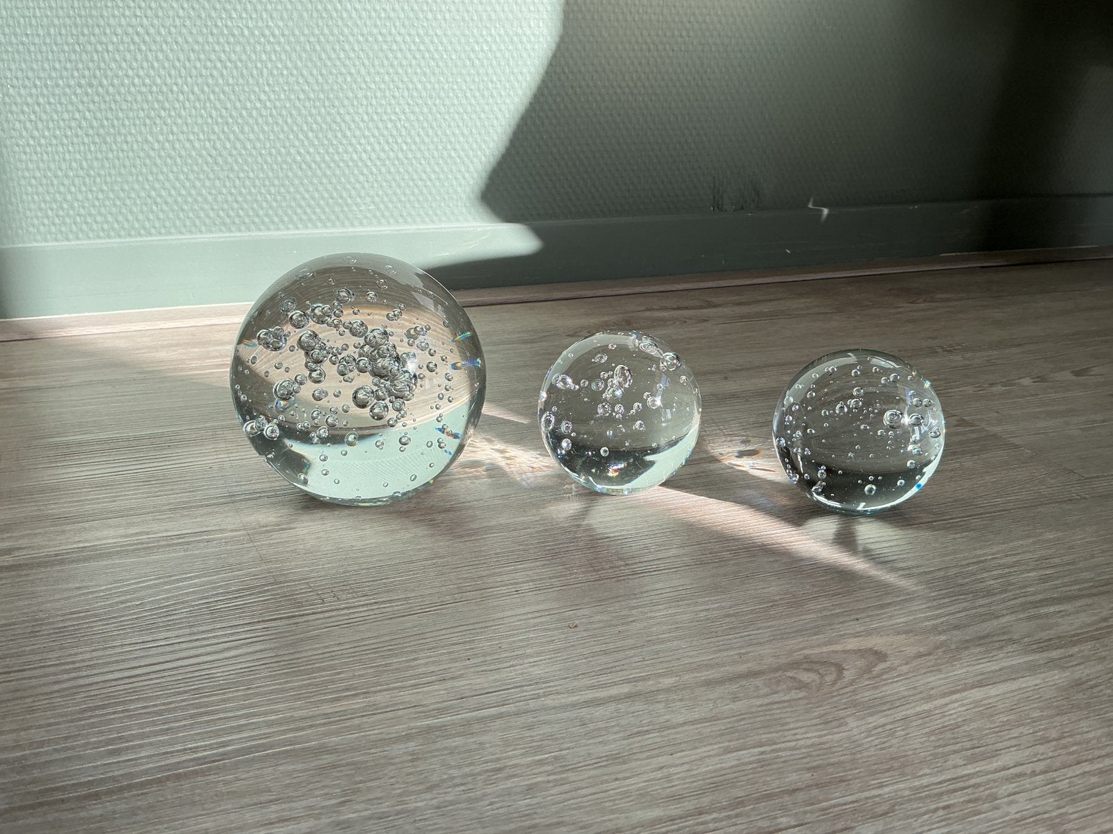 Glazen bollen met (lucht)belletjes, set van 3, Ophalen of Verzenden