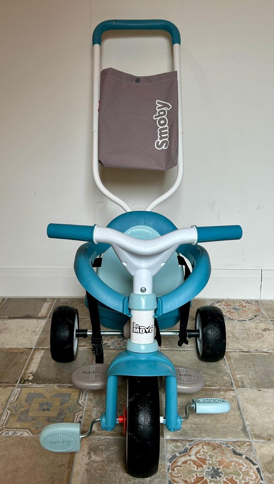 Smoby Driewieler met Duwstang, Fietsen en Brommers, Fietsen | Driewielers, Ophalen, Gebruikt, Smoby, Verstelbare zitting
