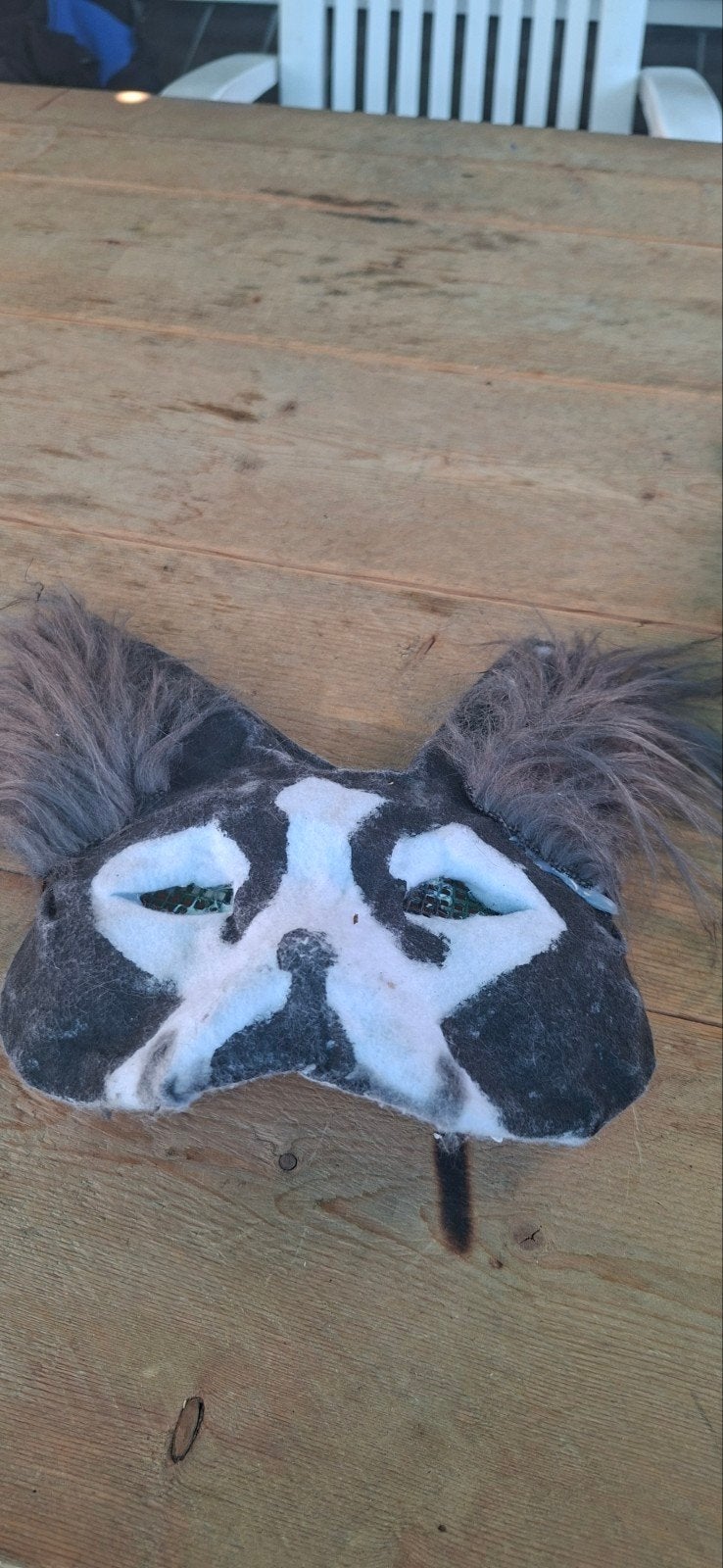 Gezichtsmasker met dierenoren - Grijs/Wit, Ophalen, Gebruikt, Accessoires