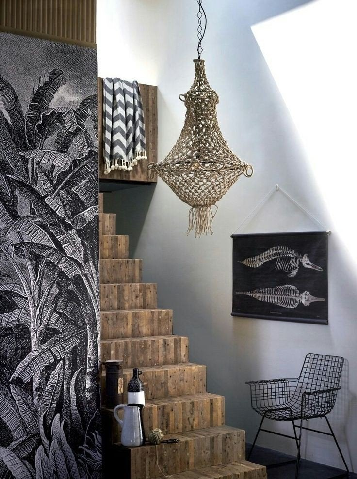HKLiving Lamp Kroonluchter Macrame - Eyecatcher, Huis en Inrichting, Ophalen, Gebruikt, Natuurlijk materiaal