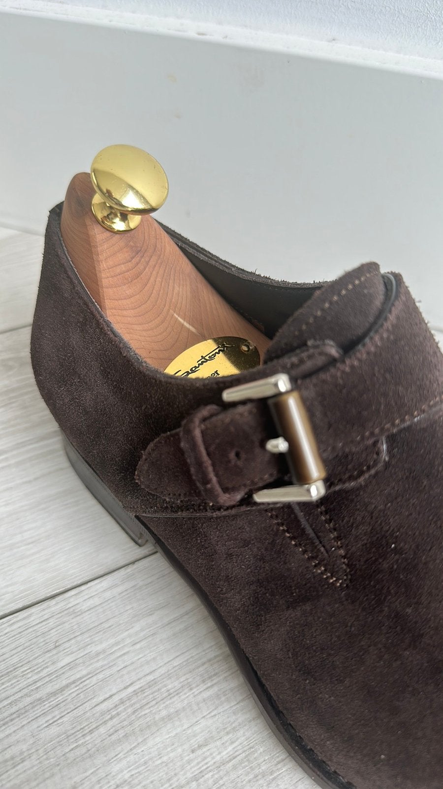 Foto 6 van SANTONI (Goodyear-constructie) Gesp Bruin Suede, maat 5 (UK)