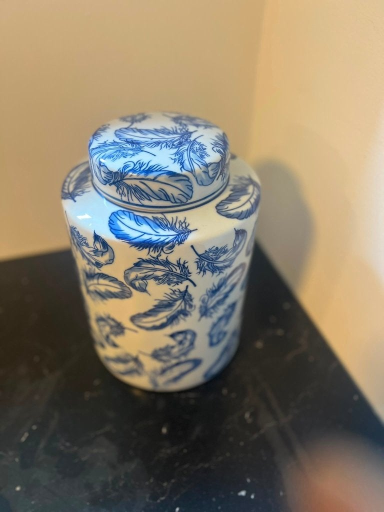 Riverdale Fashionable Living Decoratiepot – Veren – 27 cm, Ophalen of Verzenden, Zo goed als nieuw, Blauw
