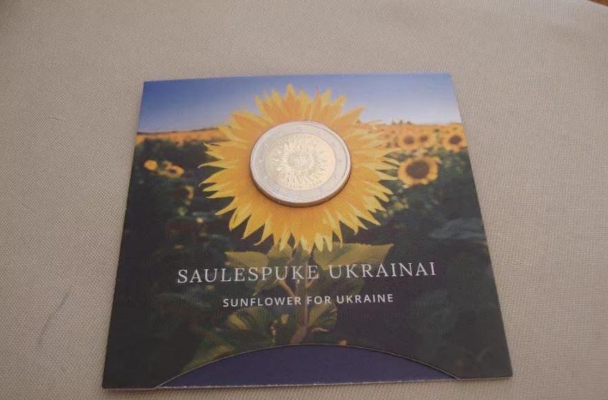 2 euro Letland Coincard Oekraïense Ukraine Zonnebloem, 2023, Verzenden, Overige landen, 2 euro, Losse munt