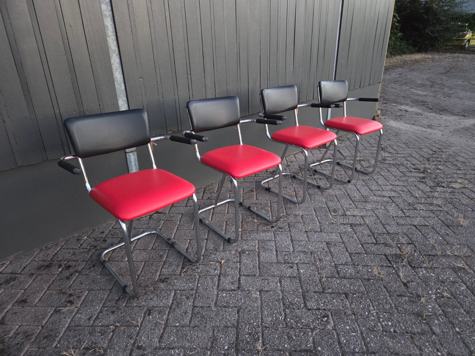 4x vintage retro stoel, keukenstoel buisframe, Ophalen, Gebruikt, Vier
