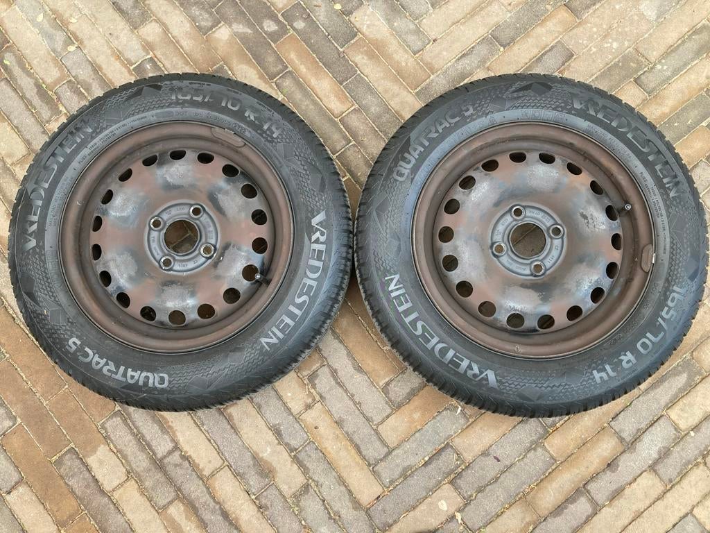 Vw up seat mii skoda citigo 2 wielen met all season banden, Auto-onderdelen, Banden en Velgen, Ophalen, 14 inch, Gebruikt, Banden en Velgen