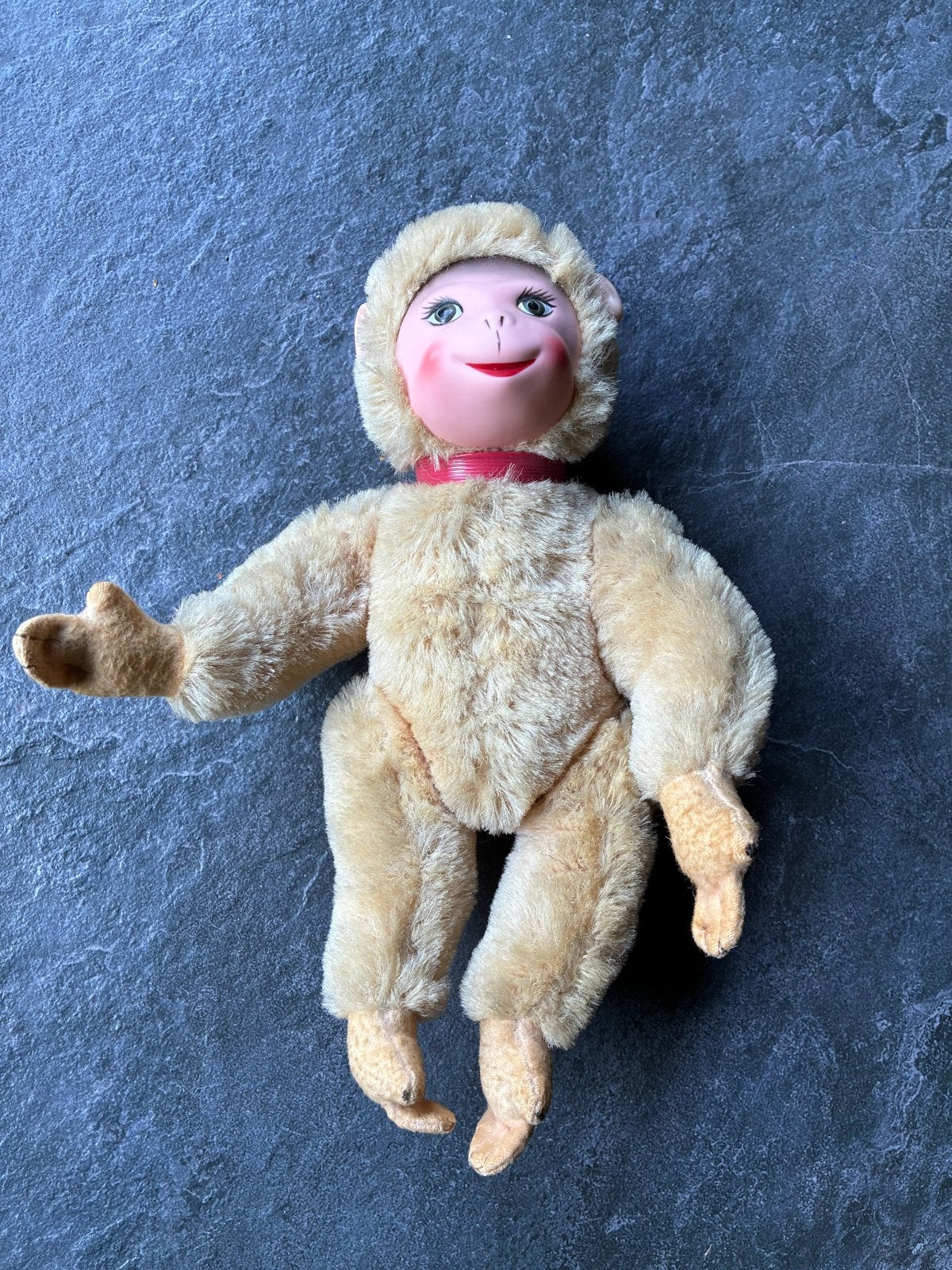 Vintage Aap Knuffel met rubberen gezicht, Gebruikt, Overige merken, Overige karakters, Ophalen of Verzenden