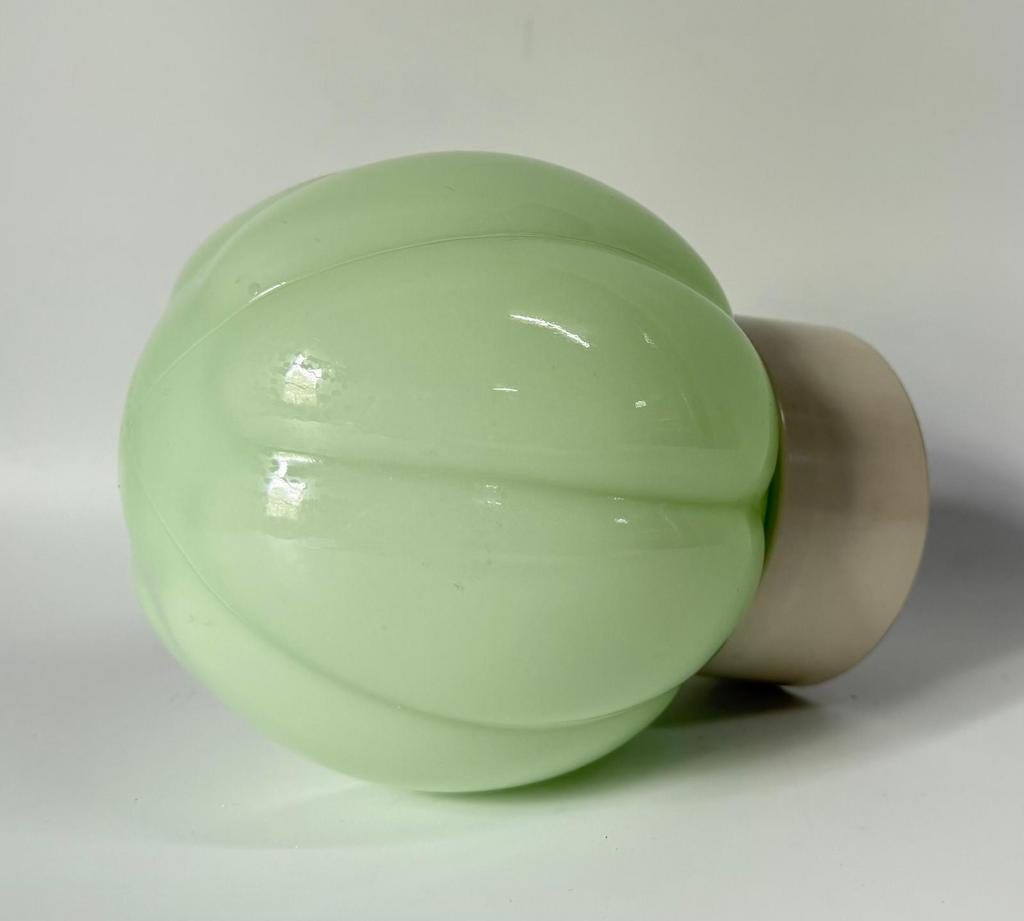 Vintage Art deco lamp Thabur groen plafondlamp model Pompoen, Ophalen of Verzenden
