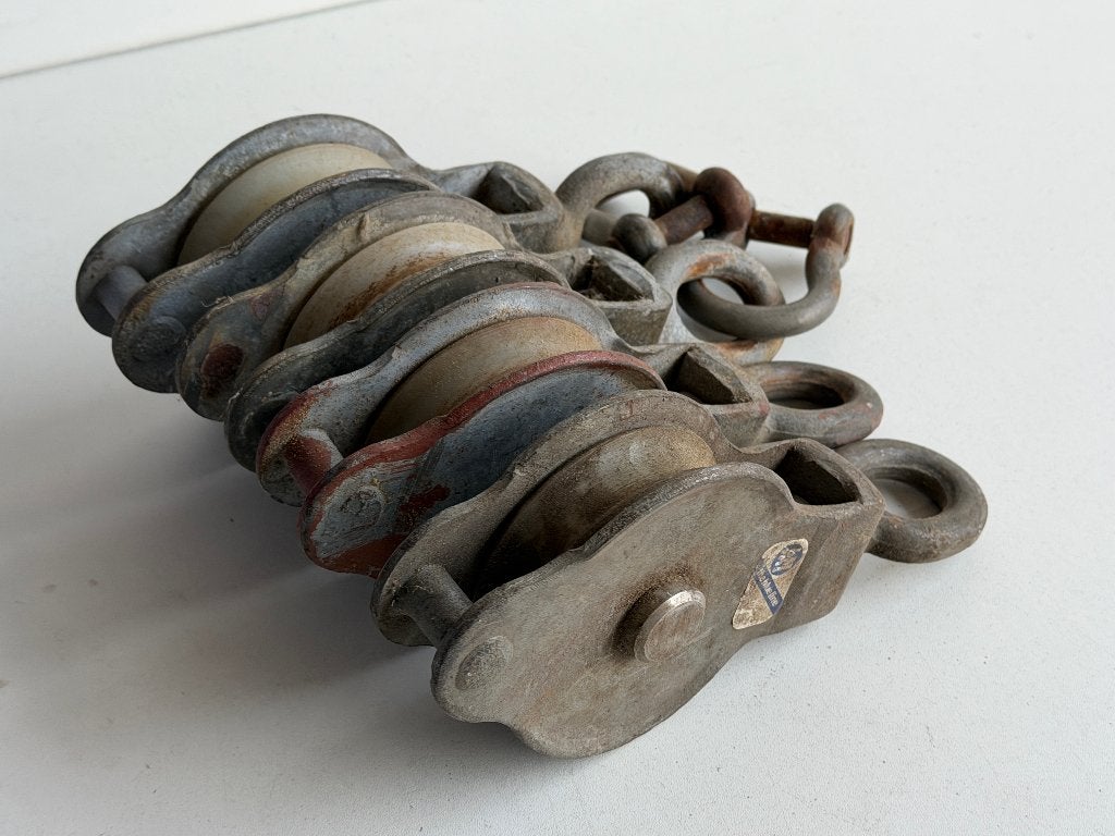 4 x Blueline Blokken KT gegalvaniseerd met nylon schijf 90mm, Ophalen of Verzenden, Gebruikt, Lijn of Blok