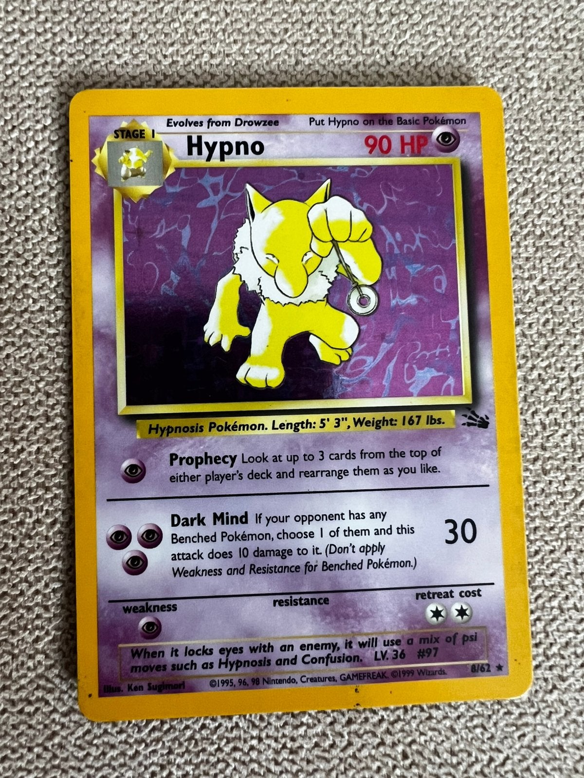 Pokémon | Hypno Holo 8/62, Ophalen of Verzenden, Zo goed als nieuw