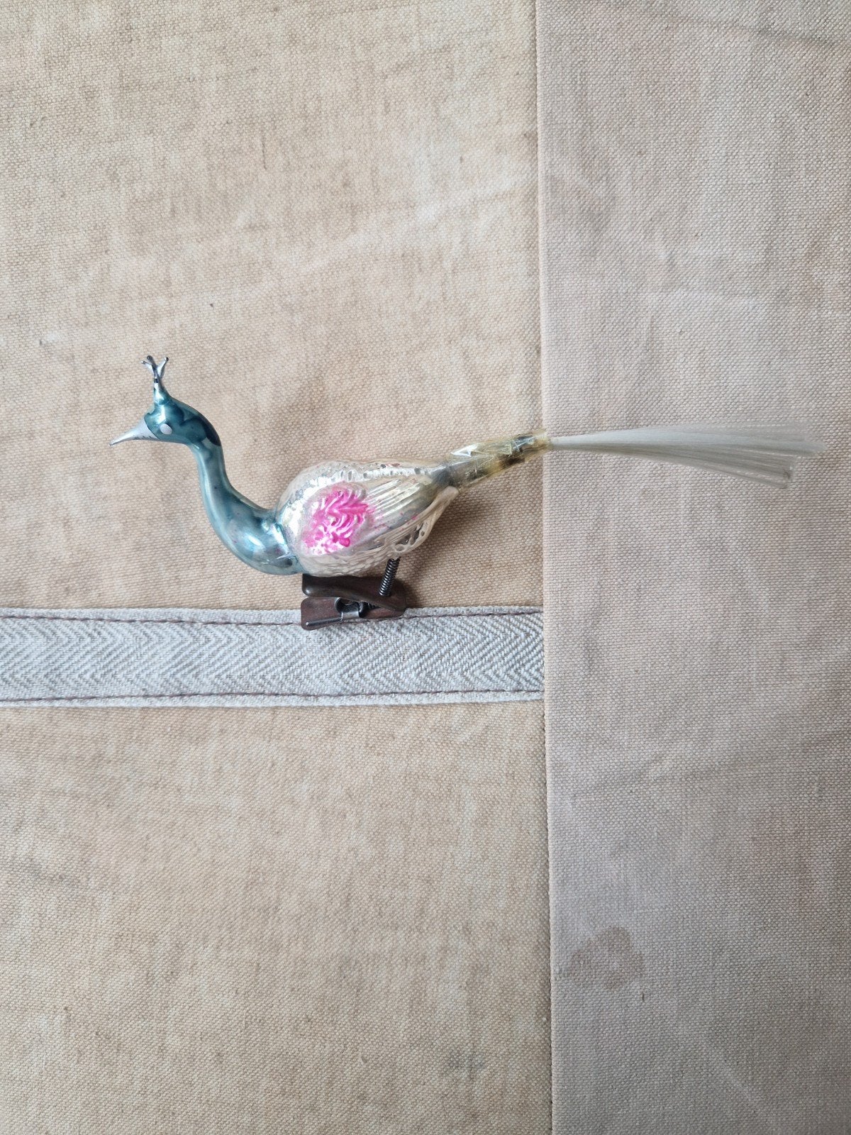Zilverglas Kerstbal "Vogel" - Vintage Kerstdecoratie, Ophalen of Verzenden, Gebruikt, Vogel, Overige typen