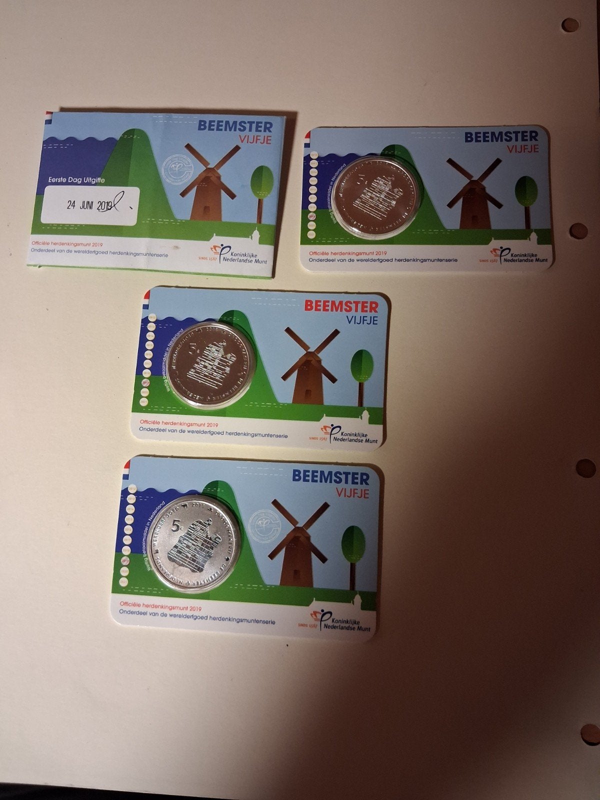 Complete set coincards Het Beemster vijfje 2019, Ophalen of Verzenden, Koningin Beatrix, Euro's