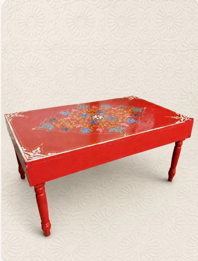 Handgeschilderd authentieke Marokkaanse tafel, Ophalen, 100 tot 150 cm, 50 tot 100 cm, Zo goed als nieuw