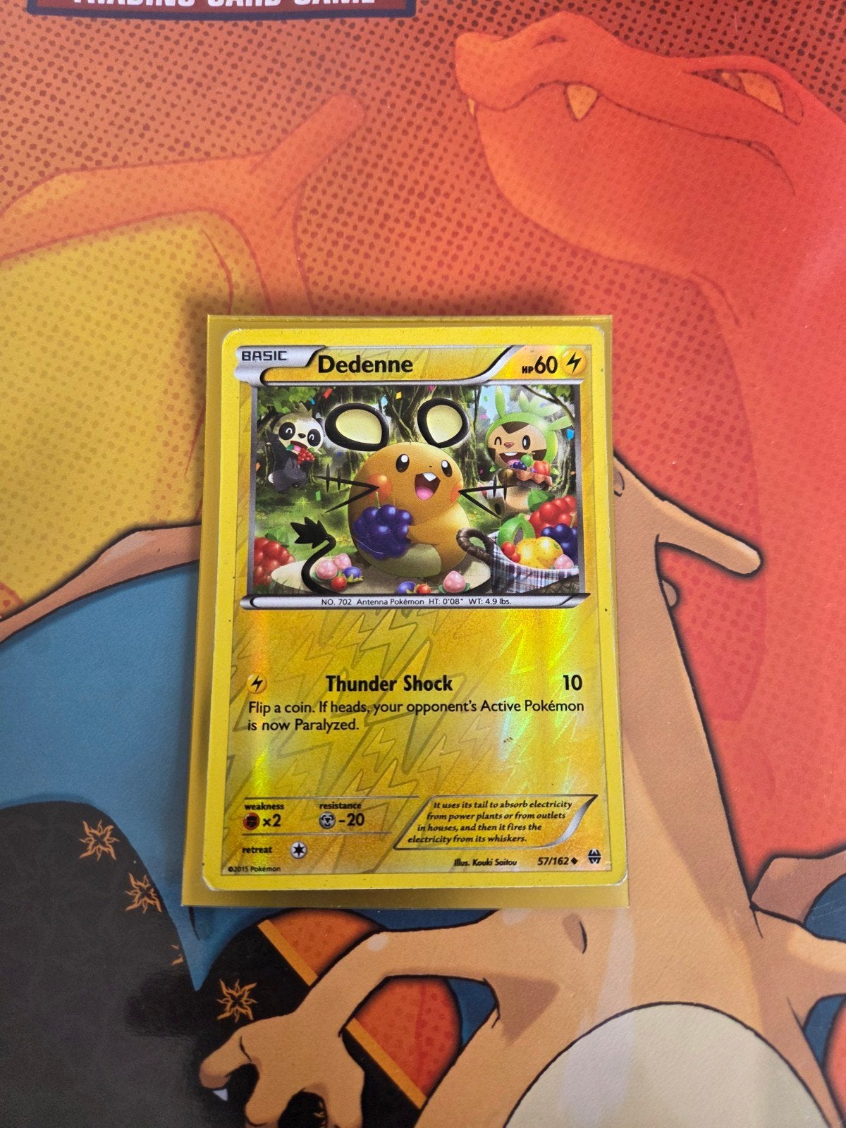 Dedenne Pokémon kaart 57/162 XY BREAKthrough, Ophalen of Verzenden, Zo goed als nieuw, Losse kaart