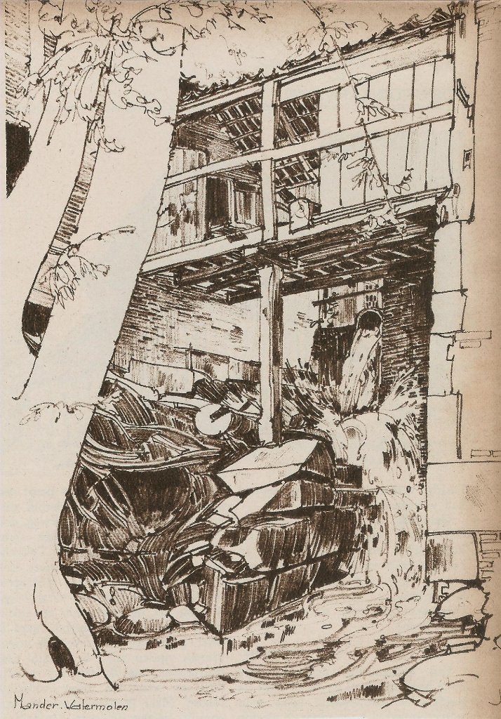 Mander Vasse Watermolen knipsel 1938 molen, Ophalen of Verzenden, 1920 tot 1940, Ongelopen, Overijssel