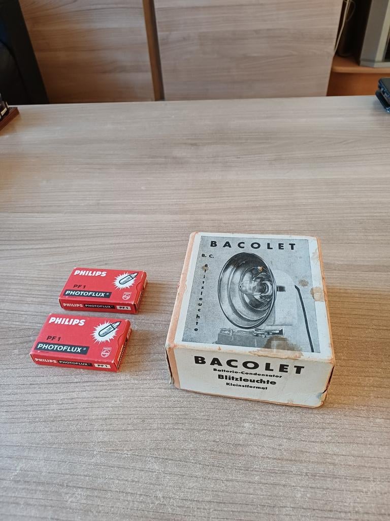 Bacoleet flitser met 10 Philips Photoflux lampjes, Ophalen of Verzenden, Gebruikt, Overige merken