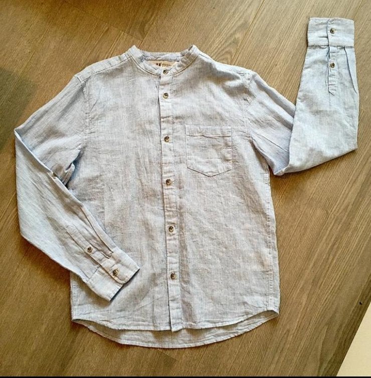 NIEUWE Blouse streep blauw wit met ronde hals , maatje 152, Kinderen en Baby's, Kinderkleding | Maat 152, H&M, Overhemd of Blouse