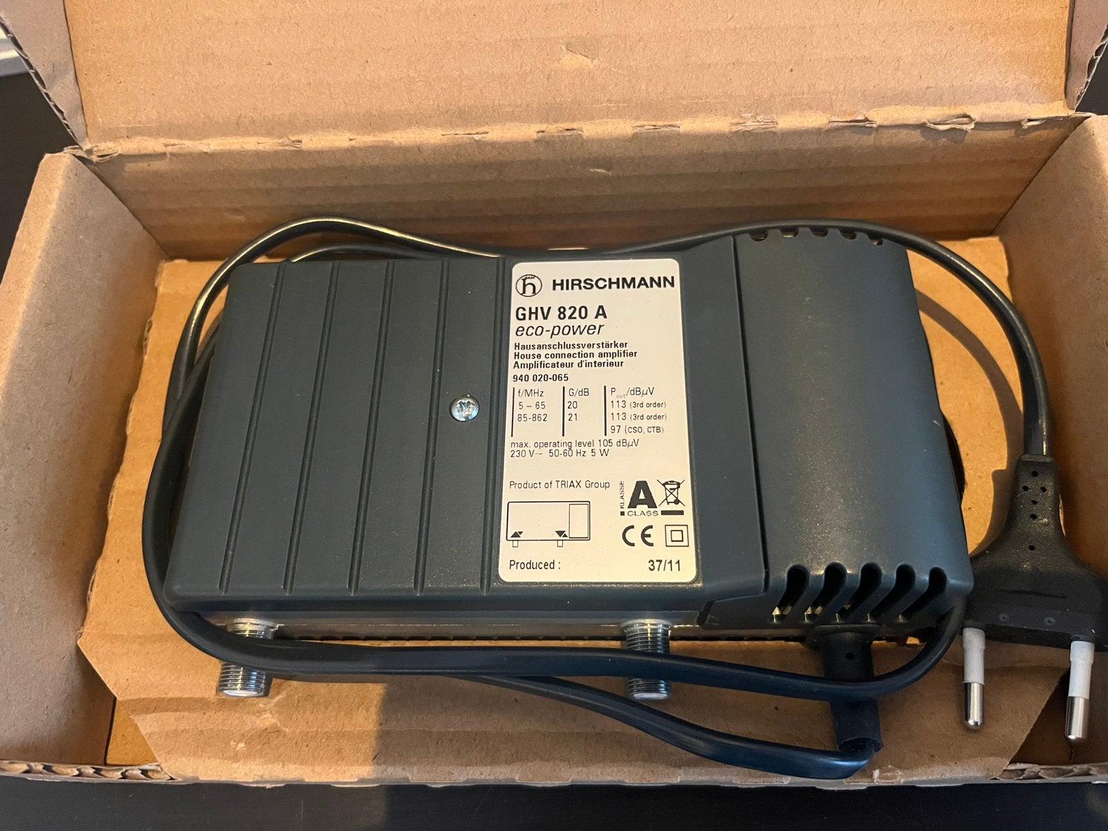 Hirschmann GHV 820 + GHV 20 + coaxkabel – complete set, Ophalen of Verzenden, Zo goed als nieuw