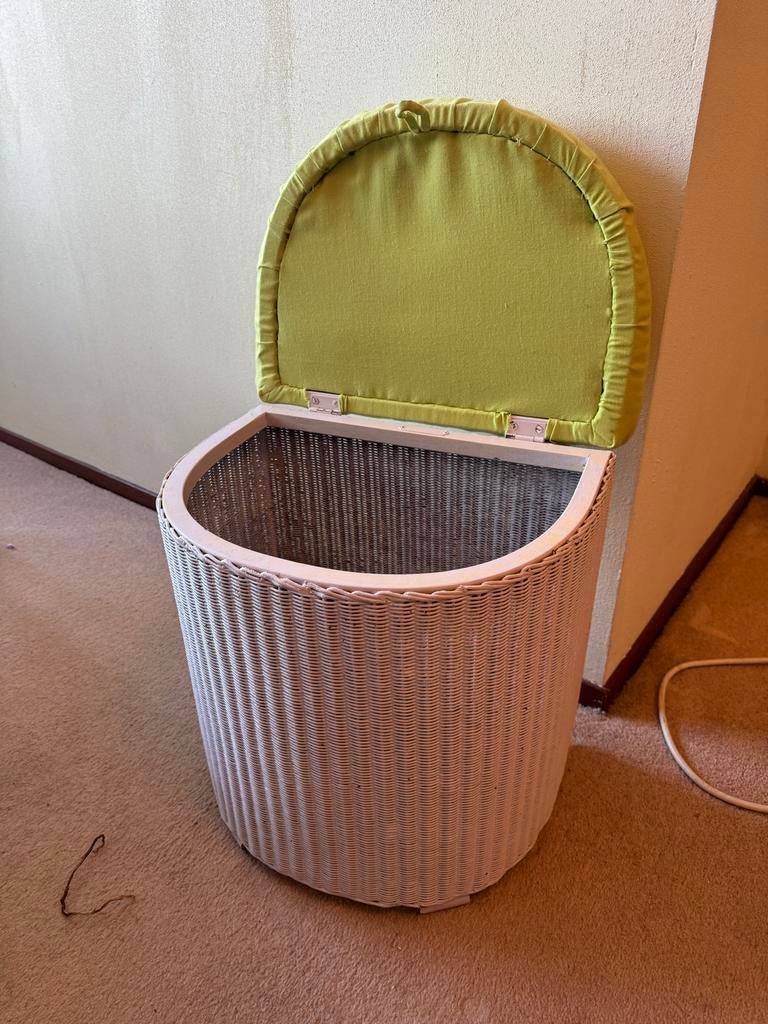 Vintage Lloyd Loom wasmand - 42x31x48 cm, Huis en Inrichting, Woonaccessoires | Overige, Gebruikt, Natuurlijk materiaal, Wit, Vintage