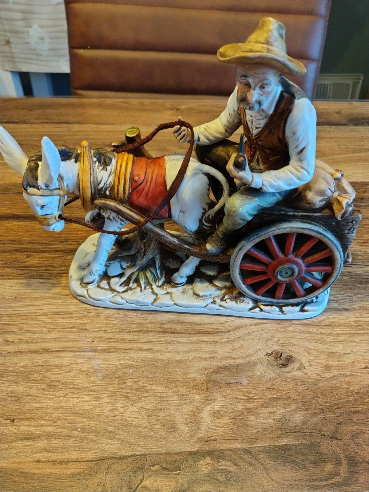 Vintage Italiaans porseleinen beeldje  Man op ezel (jar 60), Ophalen of Verzenden