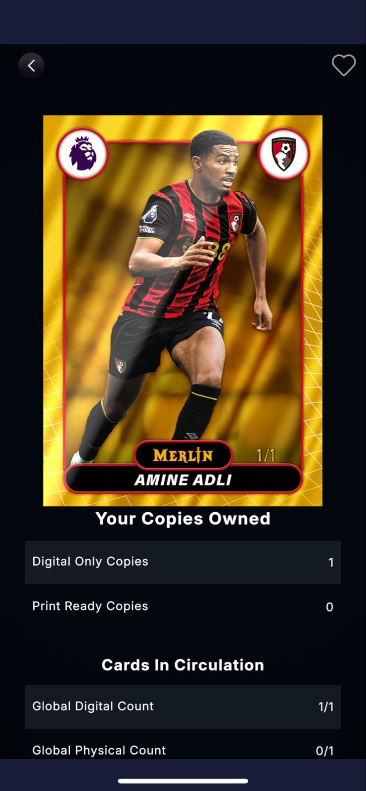 Merlin Amine Adli Voetbal Spelerskaart - 1/1 Uniek, Ophalen, Nieuw, Buitenlandse clubs, Spelerskaart