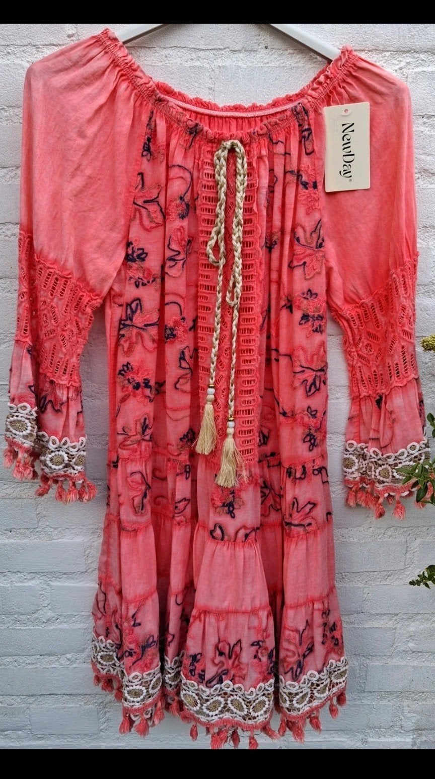 Boho koraal ibiza dress, Maat 38/40 (M), New Collection, Verzenden, Nieuw