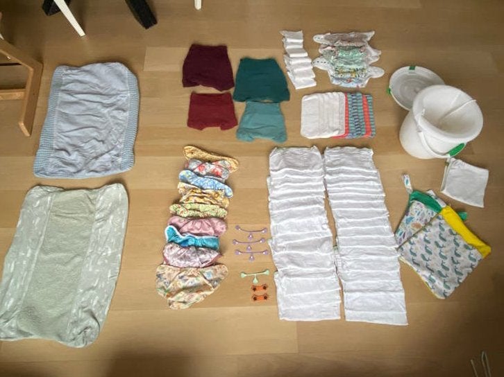 Compleet pakket wasbare luiers; vouwluiers 2-delig, Ophalen, Gebruikt