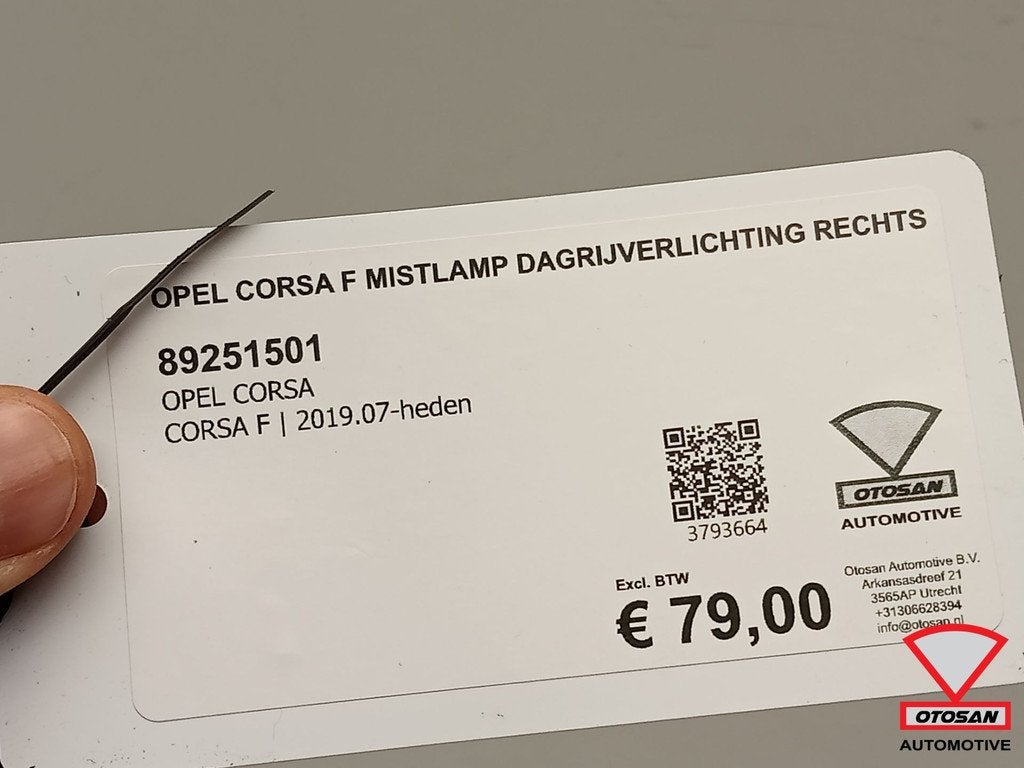 Opel Corsa F Mistlamp Dagrijverlichting Rechts 89251501, Auto-onderdelen, Gebruikt, Opel Automobile GmbH, Ophalen of Verzenden