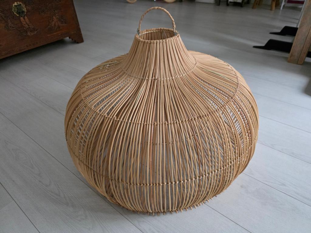 Naturel rotan hanglamp 70 cm, Ophalen, Gebruikt, Rond, 50 cm of meer
