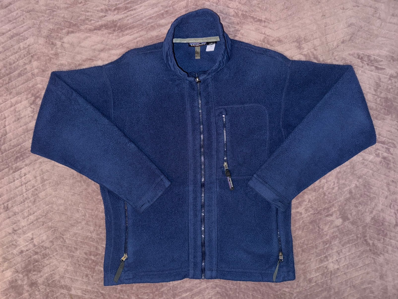 Patagonia Synchilla Jacket II Full Zip Fleece Navy Blue, Ophalen of Verzenden, Gedragen, Maat 48/50 (M), Blauw