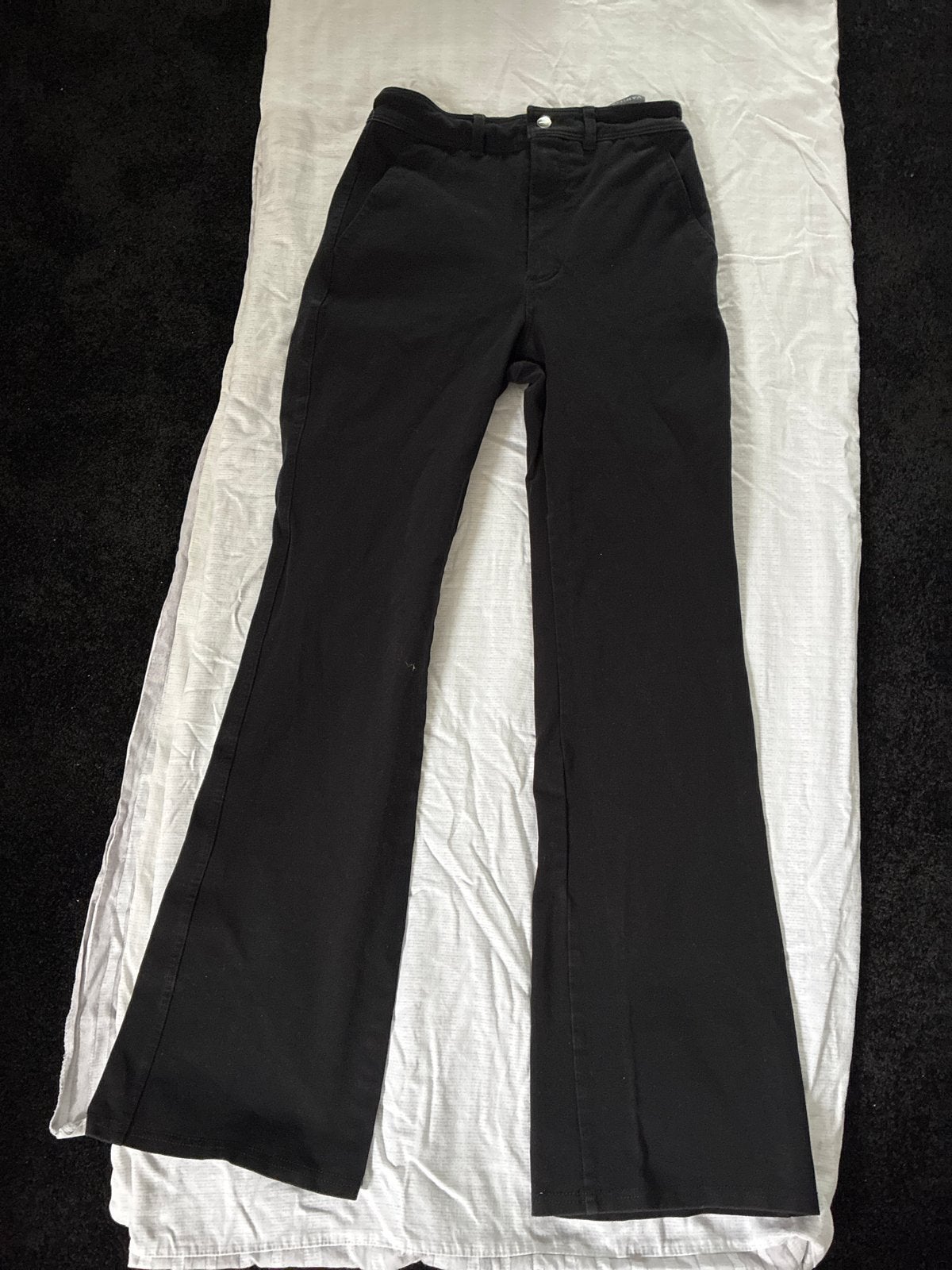 Vanilia Zwarte Flared High Waist Broek Maat 34, Verzenden, Zwart, Zo goed als nieuw, Maat 34 (XS) of kleiner