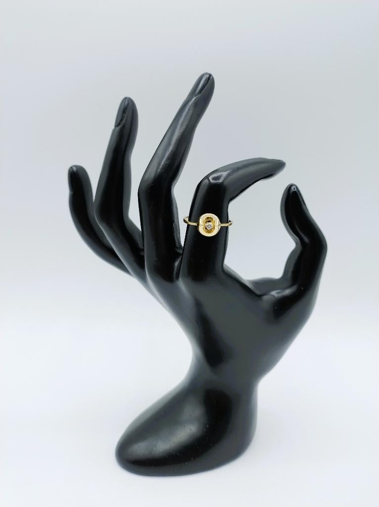 Gouden ring met diamant, 17,5 mm, Gebruikt, Info@zilverwebsite.nl, Verzenden, 17 tot 18