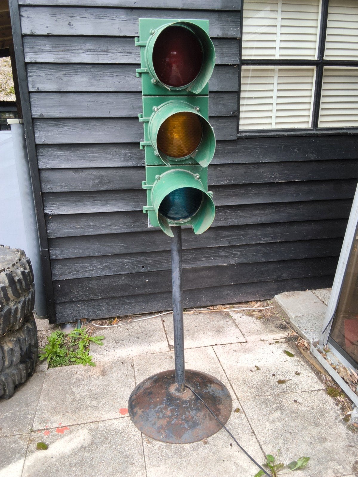 Vintage Econolite Verkeerslicht op Voetstuk, Antiek en Kunst, Ophalen