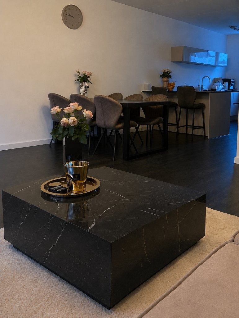 Zwevende salontafel Westwing (marmerlook/marmer), Ophalen, 50 tot 100 cm, Vierkant, 50 tot 100 cm