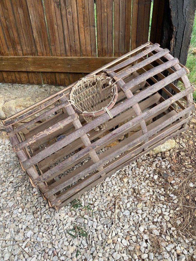 Brocante, vintage houten Franse kreeft fuik/fuik, Antiek en Kunst, Ophalen of Verzenden
