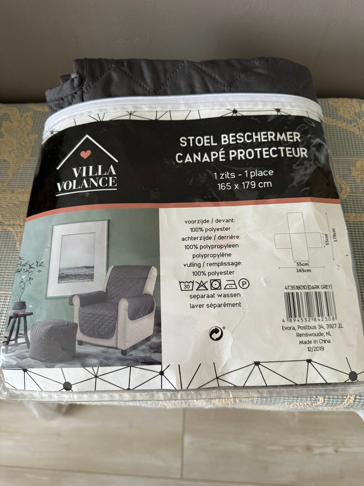 Bankhoes / Stoelbeschermer - 1-zits - Donkergrijs, Huis en Inrichting, Stoelen, Nieuw, Ophalen of Verzenden, Eén, Stof