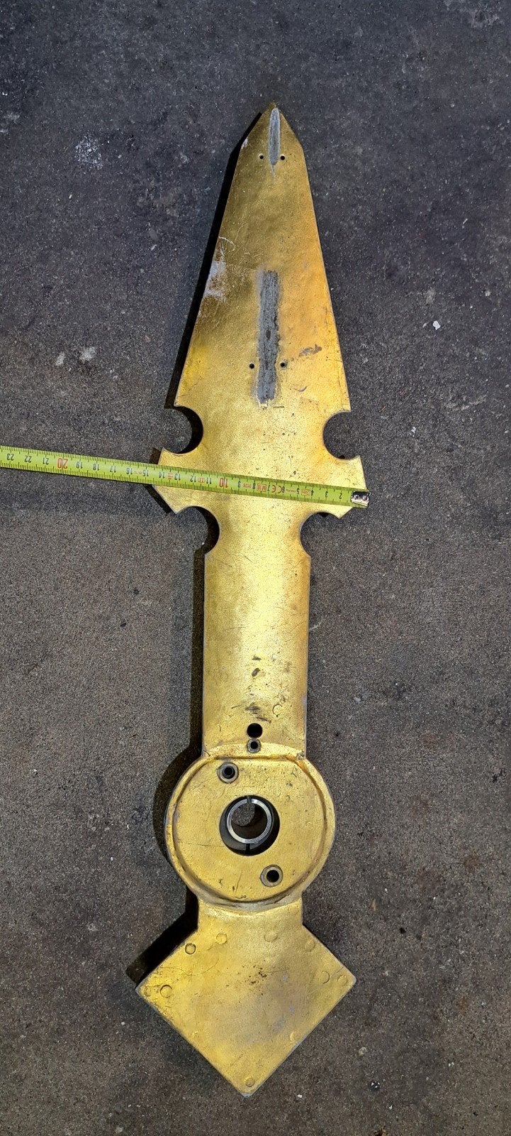 Antieke koperen kerkklok wijzer - 60 cm, Antiek en Kunst, Ophalen of Verzenden
