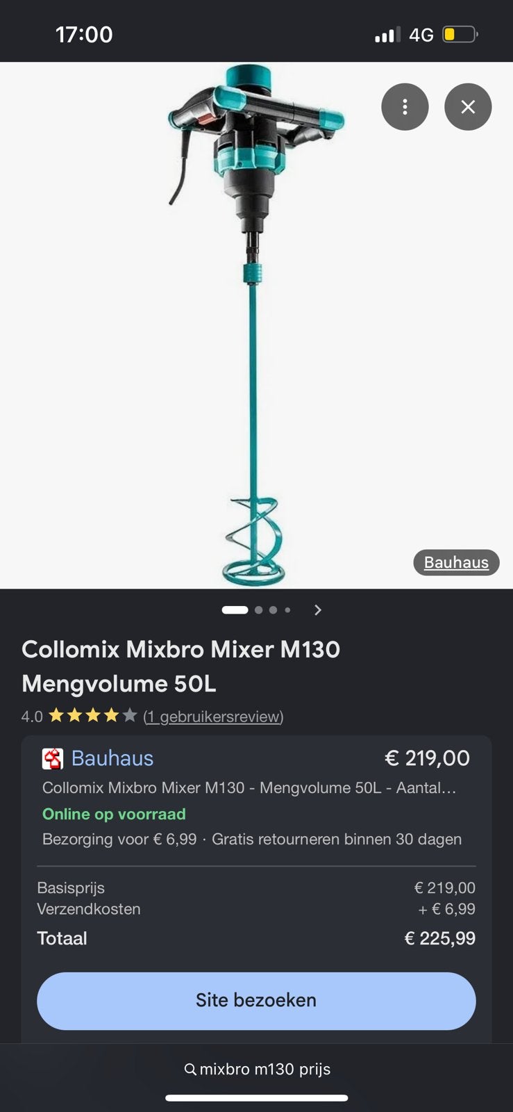 Beton mixxer Collomix mixbro m130 zgan, Ophalen, Zo goed als nieuw