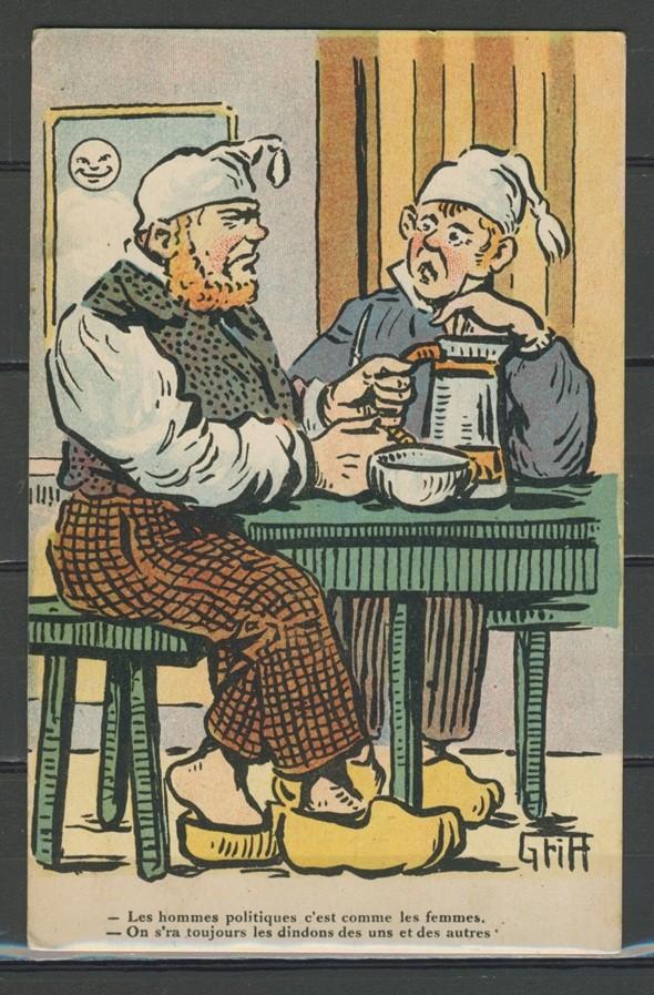 Humor Nostalgie 1920 Boer met klompen Ansichtkaart f-178 jdu, Ophalen of Verzenden, 1920 tot 1940, Ongelopen, Overige thema's