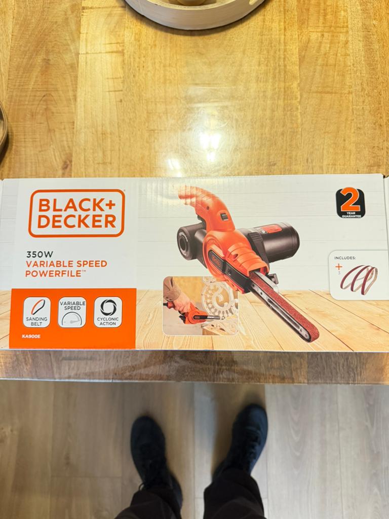 BLACK+DECKER Powerfile bandschuurmachine KA900E-QS 350W, Ophalen of Verzenden, Nieuw, Minder dan 600 watt, Bandschuurmachine