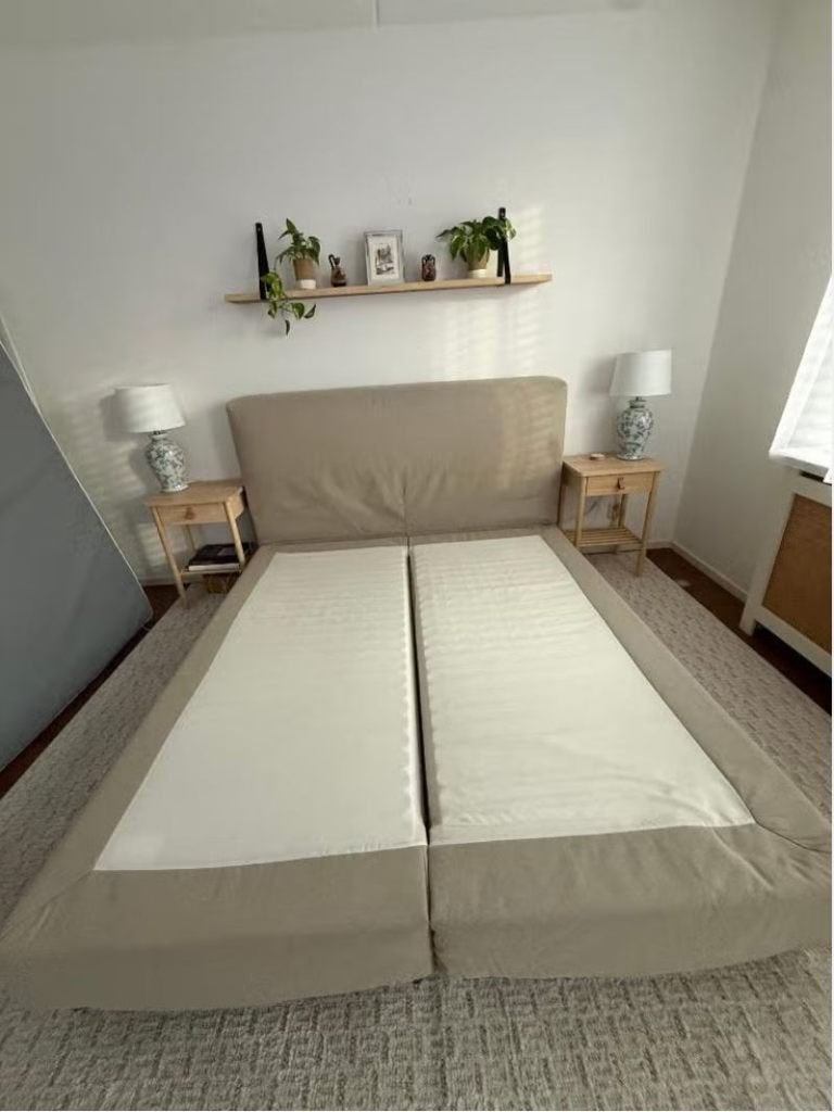 IKEA MJÖLVIK Box spring bedframe 180x200cm, Ophalen, Tweepersoons, Zo goed als nieuw, 180 cm