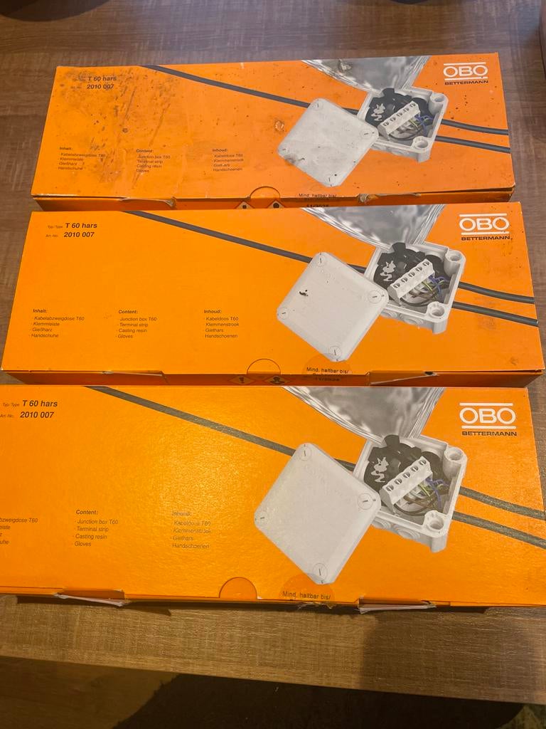 3x OBO Bettermann Kabeldoos T60 inclusief hars, Ophalen of Verzenden, Nieuw, Overige typen