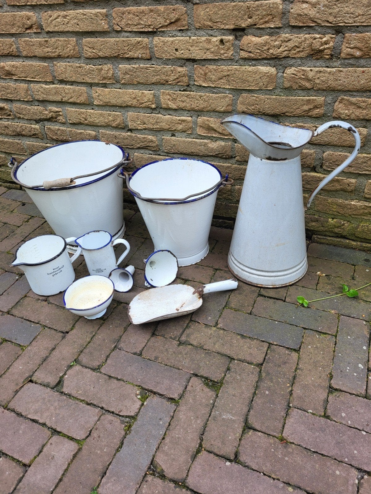 Mooie retro emaille attributen voor huis en tuin, Ophalen of Verzenden