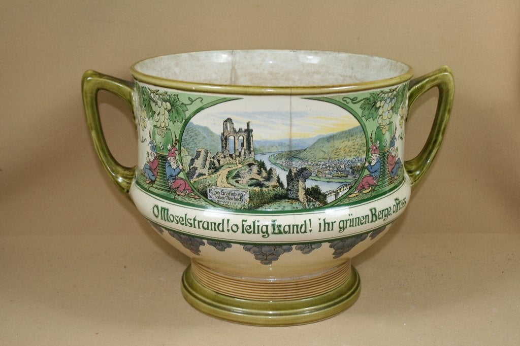 Grote antieke punch bowl / bloempot Villeroy & Boch Mettlach, Antiek en Kunst, Ophalen of Verzenden