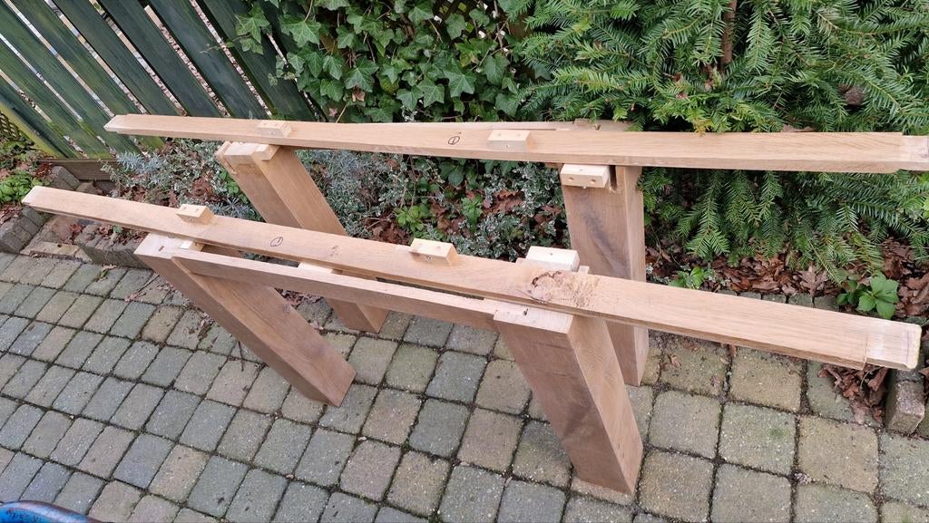 Eiken houten tafelpoten, Huis en Inrichting, Tafelonderdelen, Ophalen, Rechthoekig, 50 tot 100 cm, 50 tot 100 cm